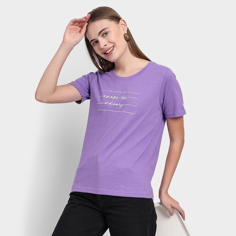 Ladies' Round Neck T-Shirt , बैंगनी, large image number null