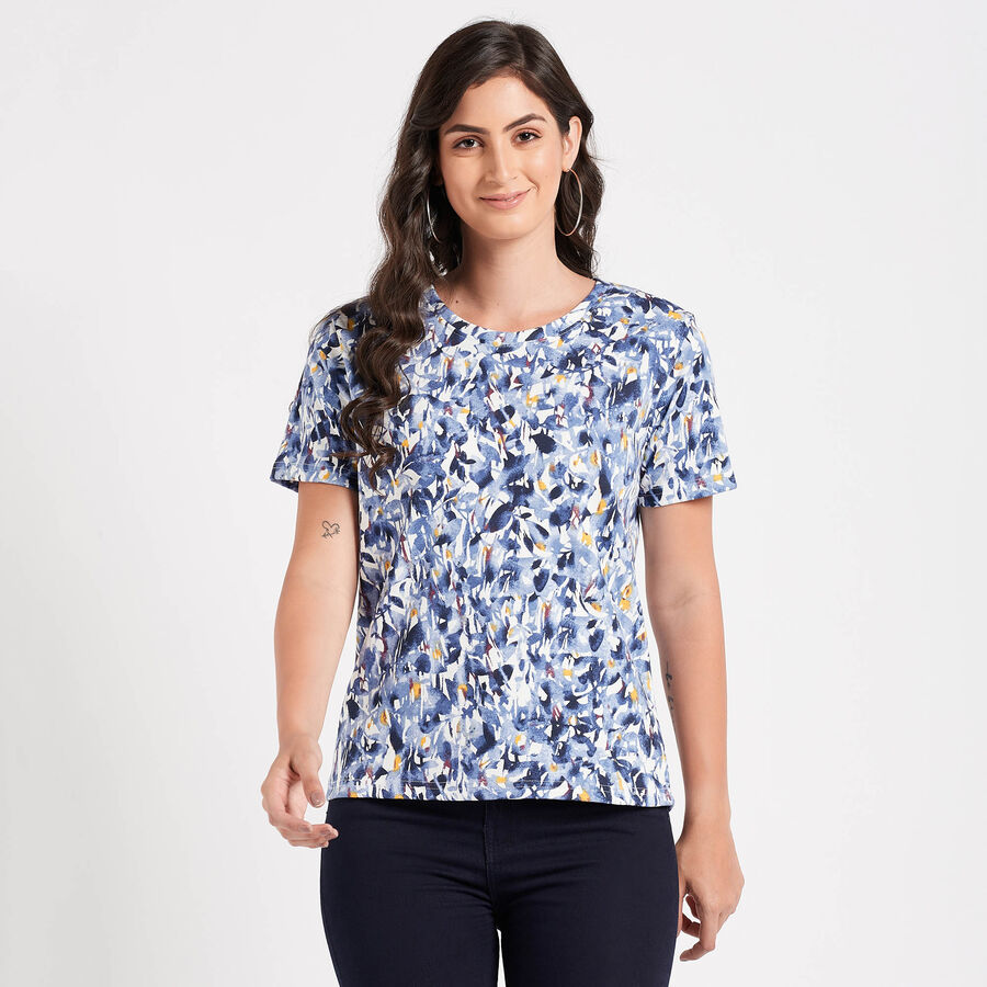 All Over Print Round Neck T-Shirt, Blue, large image number null