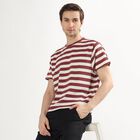 Men's Deep Brick Red Round Neck Casual T-Shirt, Red, small image number null