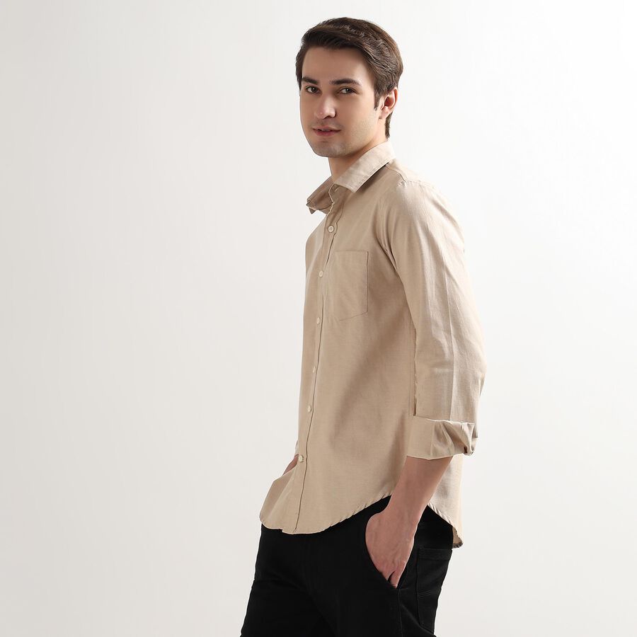 Men's Regular Collar Casual Shirt, Beige, large image number null