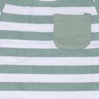 Infants' Mint Green Cotton Round Neck Striped Baba Suit, हल्का हरा, small