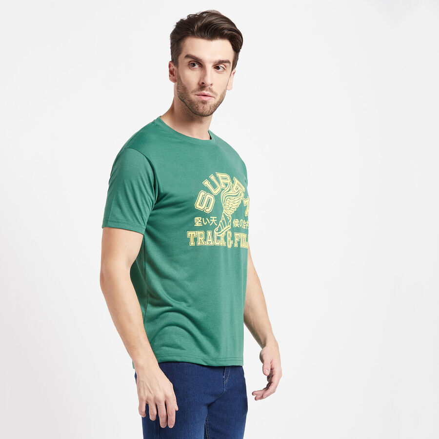राउन्ड नेक टी-शर्ट, गहरा हरा, large image number null