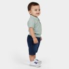 Infants' Light Green Cotton Polo Neck Textured Baba Suit, हल्का हरा, small
