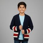 Boys Deep Midnight Navy Blue V-Neck Casual Pullover, Navy Blue, small image number null