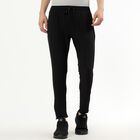 Men's Jet Black Tapered Fit Zippered Track Pants, काला, small image number null
