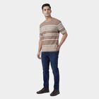 Men's Brown Round Neck Casual T-Shirt, Brown, small