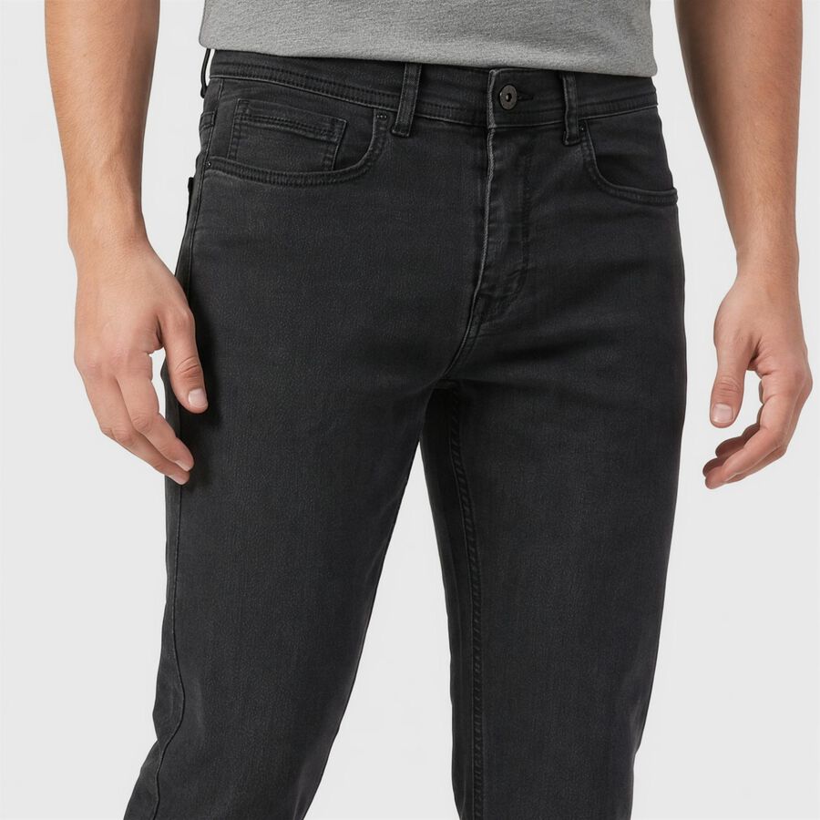 Men's Dark Grey Slim Fit Washed Jeans, Dark Grey, large