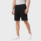 Men's Black Regular Fit Drawstring Bermuda Shorts, काला, small