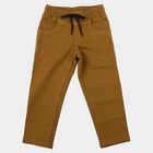 Boys Beige Straight Fit Drawstring Waist Jeans, Beige, small