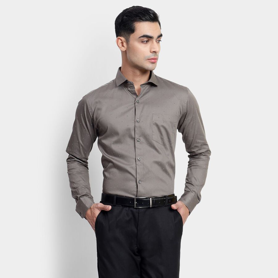 Men's 100% Cotton Formal Shirt, Dark Grey, large image number null