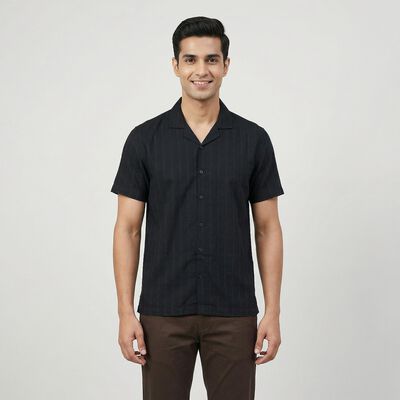 Men's Black Cotton Classic Casual Shirt