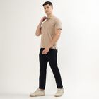 Men's Deep Midnight Navy Slim Fit Flat-Front Casual Trousers, नेवी ब्लू, small