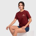 Ladies' Maroon Cotton Round Neck Regular T-Shirt, मरून, small