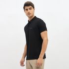 Men's Jet Black Polo Neck Casual T-Shirt, काला, small image number null