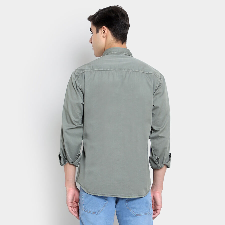 Cotton Solid Casual Shirt, Olive, large image number null