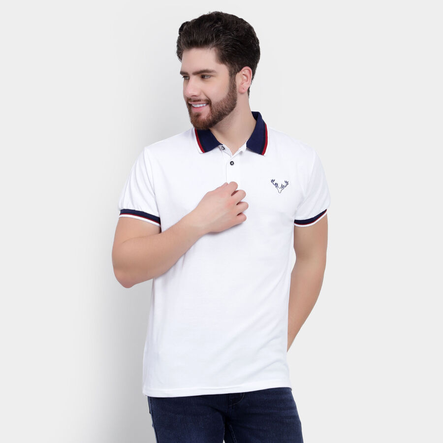 Solid Polo Shirt, सफ़ेद, large image number null