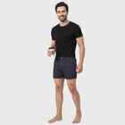 Men's Navy Blue Relaxed Fit Printed Boxers, Navy Blue, small