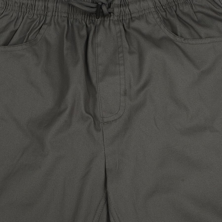 Boys' Dark Grey Regular Fit Solid Jogger Trousers, गहरा ग्रे, large