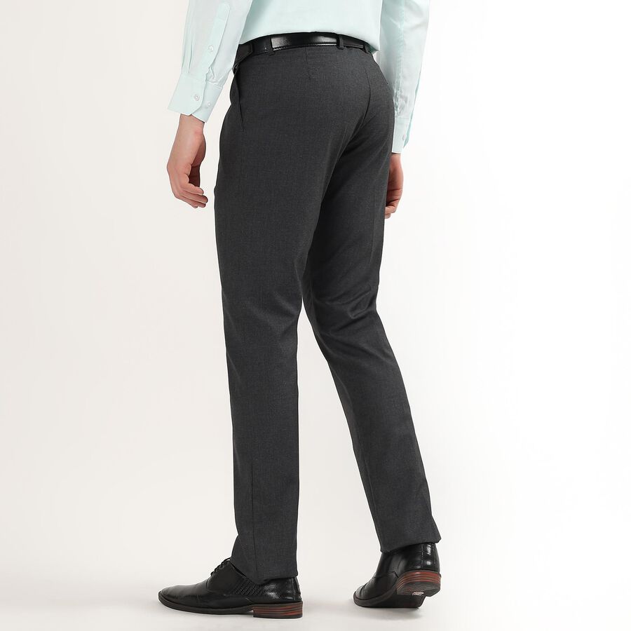 Men's Gray Slim Fit Formal Trousers, Dark Grey, large