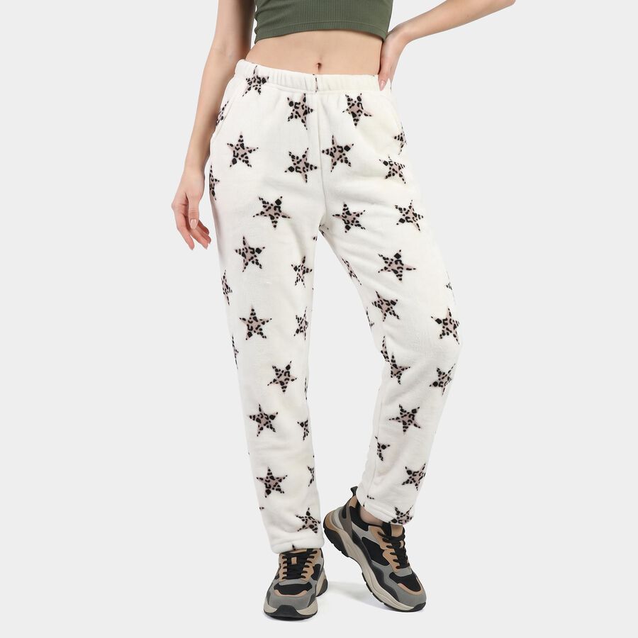 Women's Off White Jogger Fit Star Printed Pyjama, Off White, large