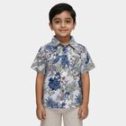 Boys' Off-White Cotton Half Sleeve Spread Collar Floral Casual Shirt, Off White, small