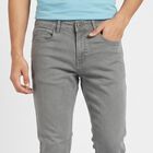 Men's Grey Slim Fit Solid Jeans, Light Grey, small