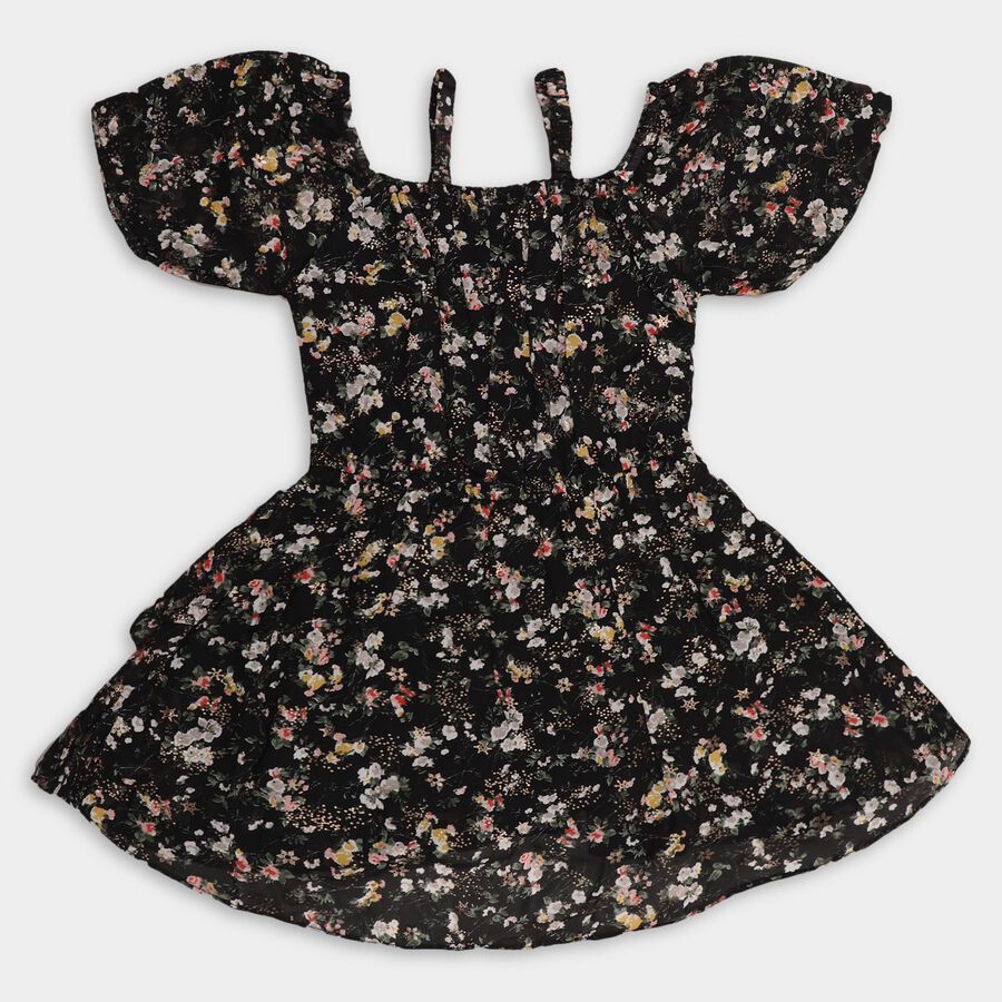 Girls' Frock , काला, large image number null