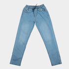 Boys' Light Blue Slim Fit Drawstring Jeans, हल्का नीला, small