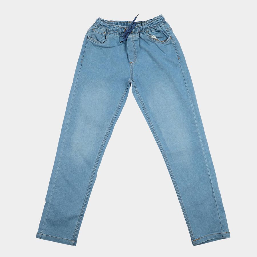Boys' Light Blue Slim Fit Drawstring Jeans, हल्का नीला, large
