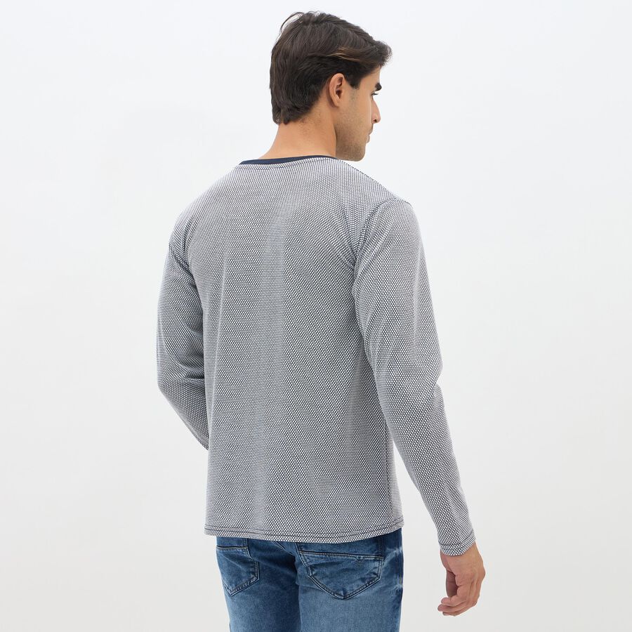 Men's Navy Blue Crew Neck Printed T-Shirt, नेवी ब्लू, large image number null