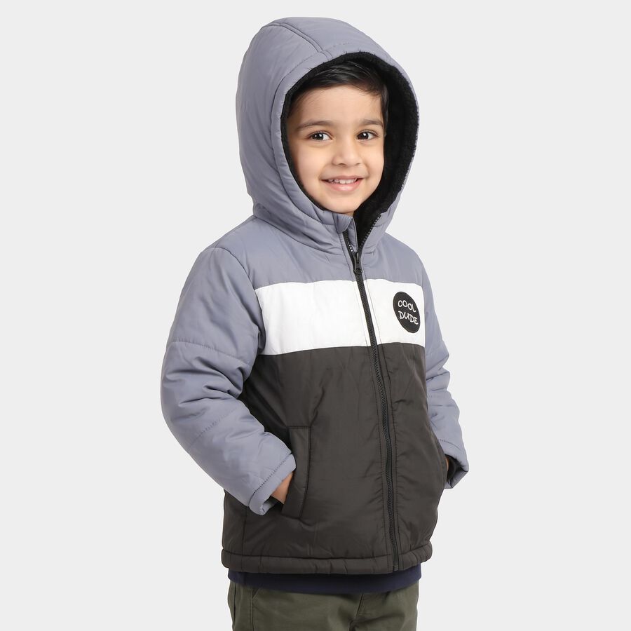 Boys' Light Blue Hooded Puffer Jacket, Light Blue, large