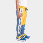Boys' Yellow Jogger Fit Text Printed Cotton Blend Pyjama, पीला, small