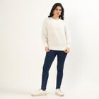 Women's Off White Crew Neck Casual Pullover, ऑफ व्हाइट, small image number null
