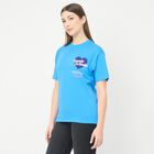 Women's Blue Cotton Round Neck Casual T-Shirt, Blue, small