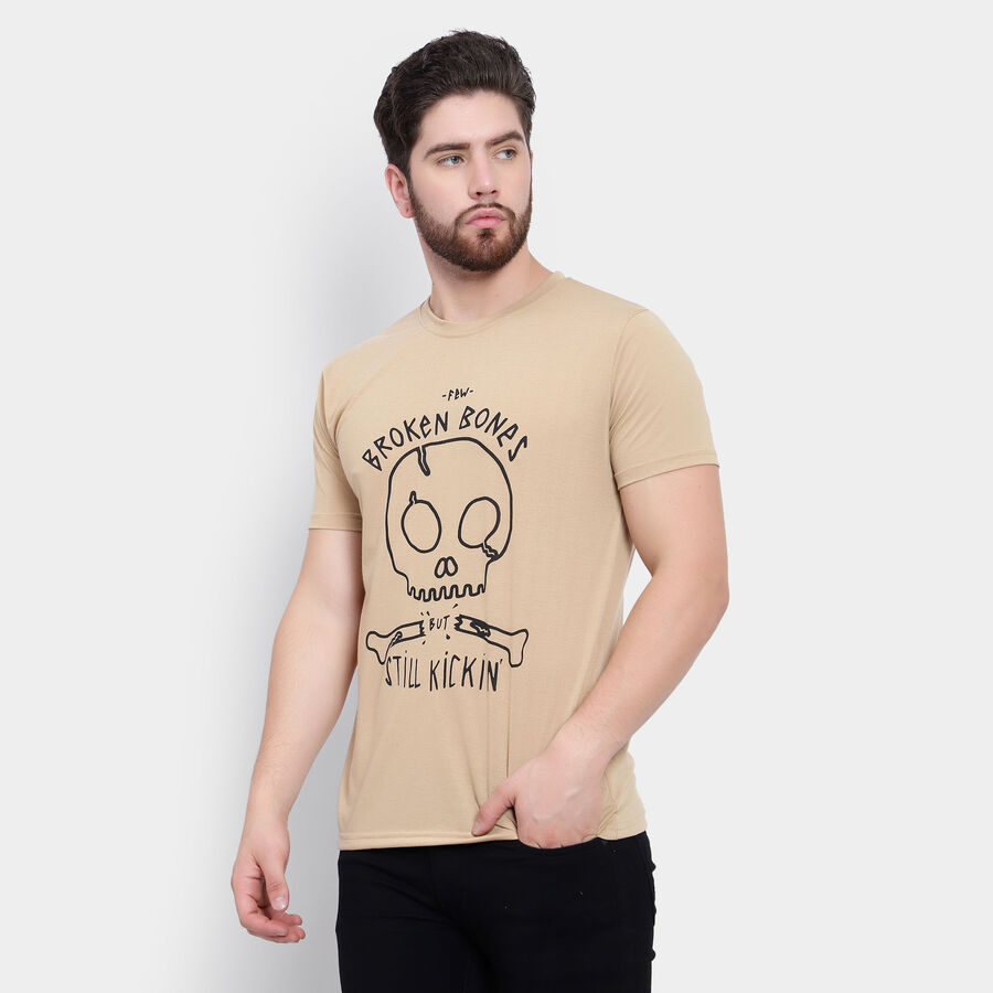 Round Neck T-Shirt, Beige, large image number null