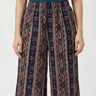 Women's Navy Blue Wide-Leg Printed Palazzos, गहरा नीला, small