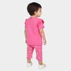 Infants' Pink Cotton Solid T-Shirt and Capri Set, Pink, small