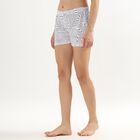 Women's Bright White Printed Elastic Waist Shorts, Black, small image number null