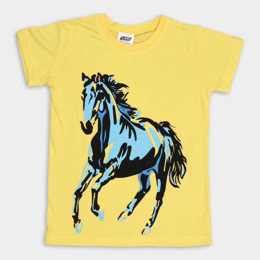 Boys' Half Sleeves T-Shirt, पीला, large image number null