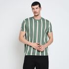 Men's Round Neck Half Sleeves T-Shirt, गहरा हरा, small