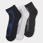 Men's Dark Navy Blue and Charcoal Black Cotton Blend Geometric Pattern Socks, Navy Blue, small image number null