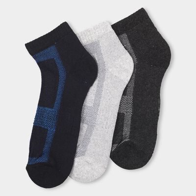 Men's Dark Navy Blue and Charcoal Black Cotton Blend Geometric Pattern Socks