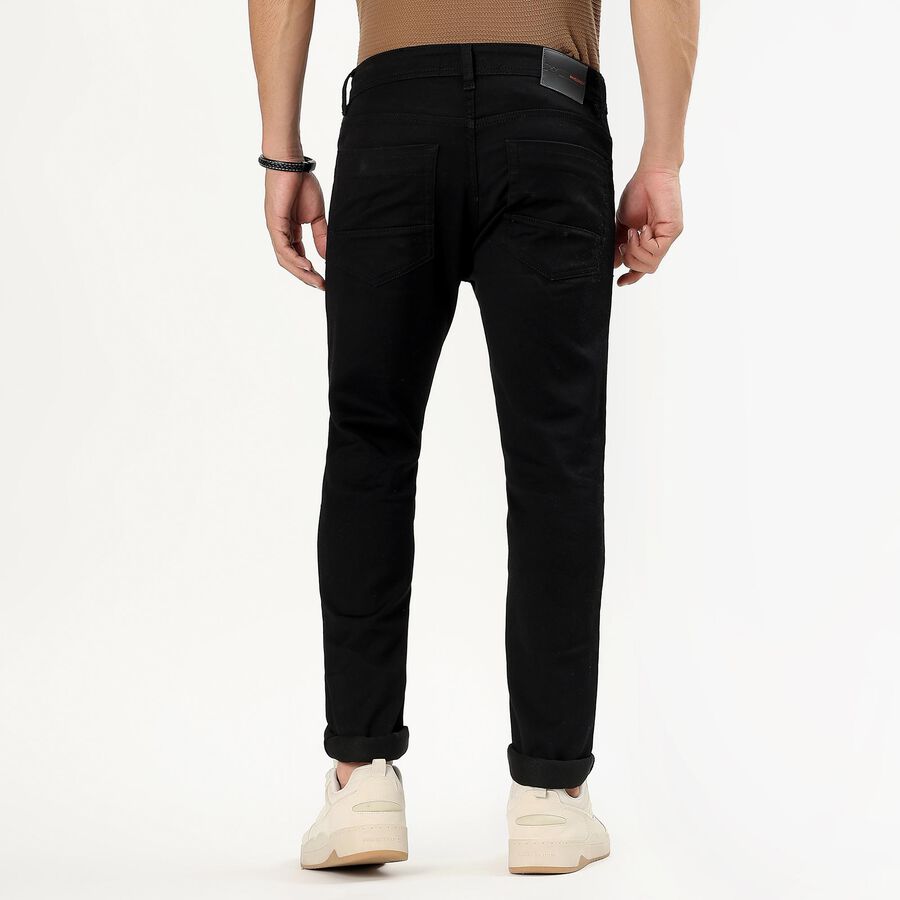 Men's Dark Indigo Skinny Fit Five-Pocket Jeans, काला, large image number null