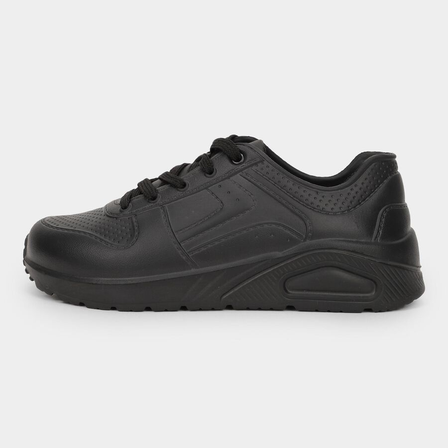 Men's Jet Black Lace-Up Casual Shoes, काला, large