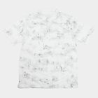 Men's Grey Cotton Polo Neck Abstract Printed T-Shirt, हल्का ग्रे, small