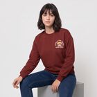 Women Maroon Crew Neck Pullover Sweatshirt, Rust, small