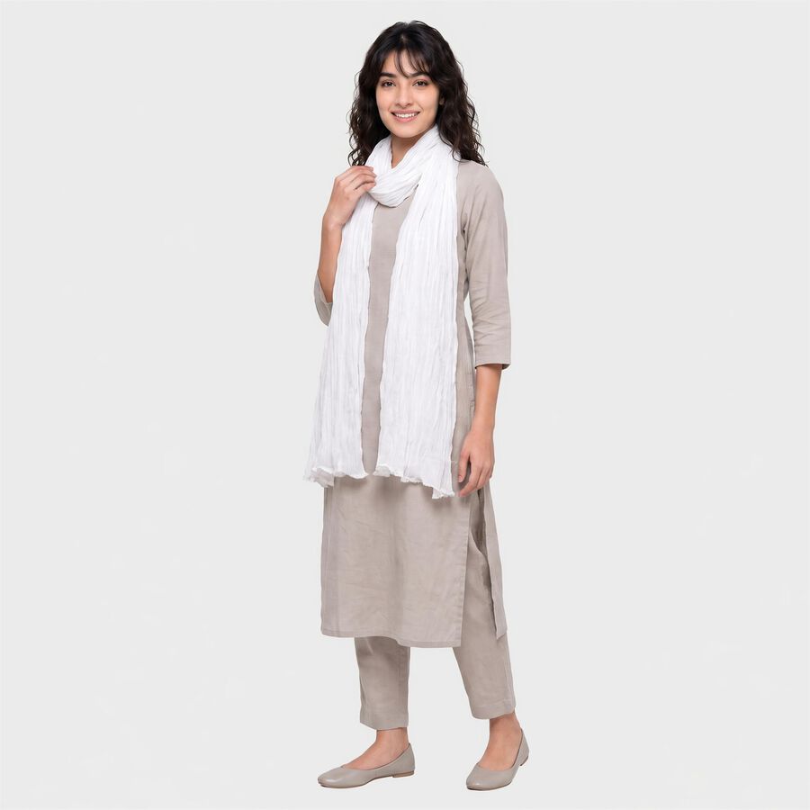 Women's White Dupatta, सफ़ेद, large