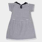 Infant Girls' 100% Cotton Frock, नेवी ब्लू, small