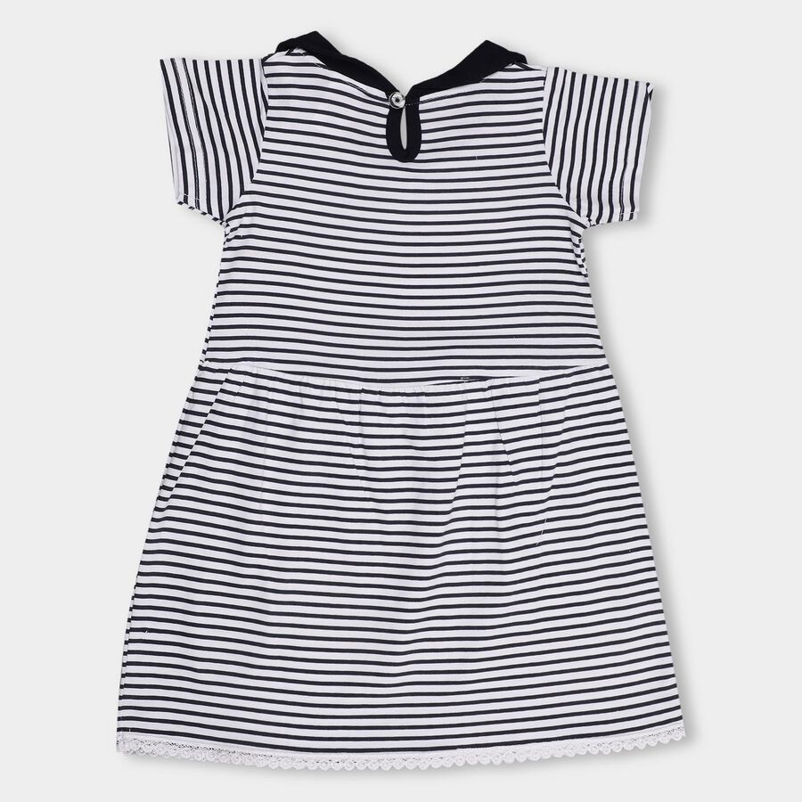 Infant Girls' 100% Cotton Frock, नेवी ब्लू, large