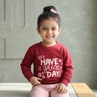Girls' Maroon Crew Neck Pullover Sweatshirt, Maroon, small